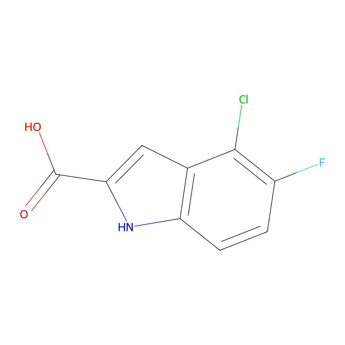 4-chloro-5-fluoro-1H-indole-2-carboxylic acid molecular structure, CAS 169674-08-2