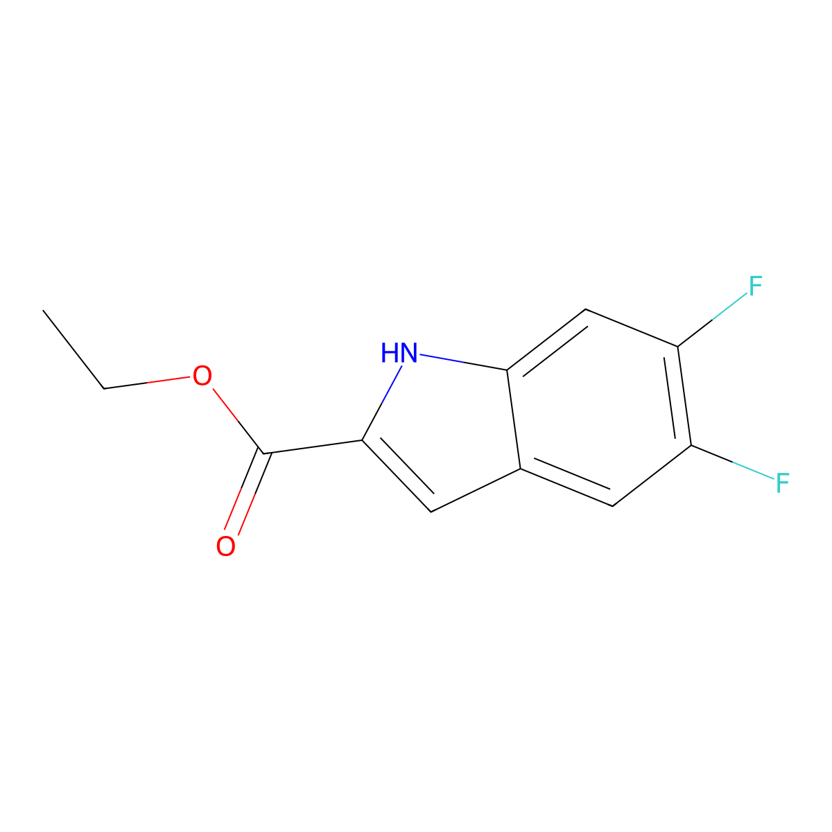 ethyl 5,6-difluoro-1H-indole-2-carboxylate molecular structure, CAS 169674-34-4