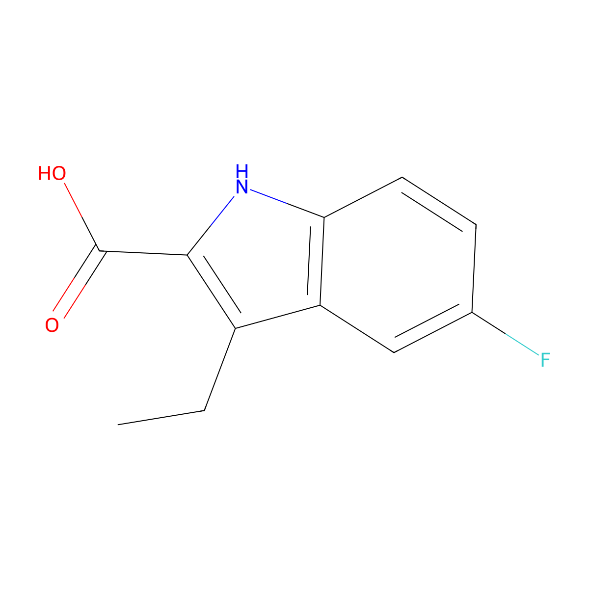 3-Ethyl-5-fluoro-1H-indole-2-carboxylic acid molecular structure, CAS 169674-67-3