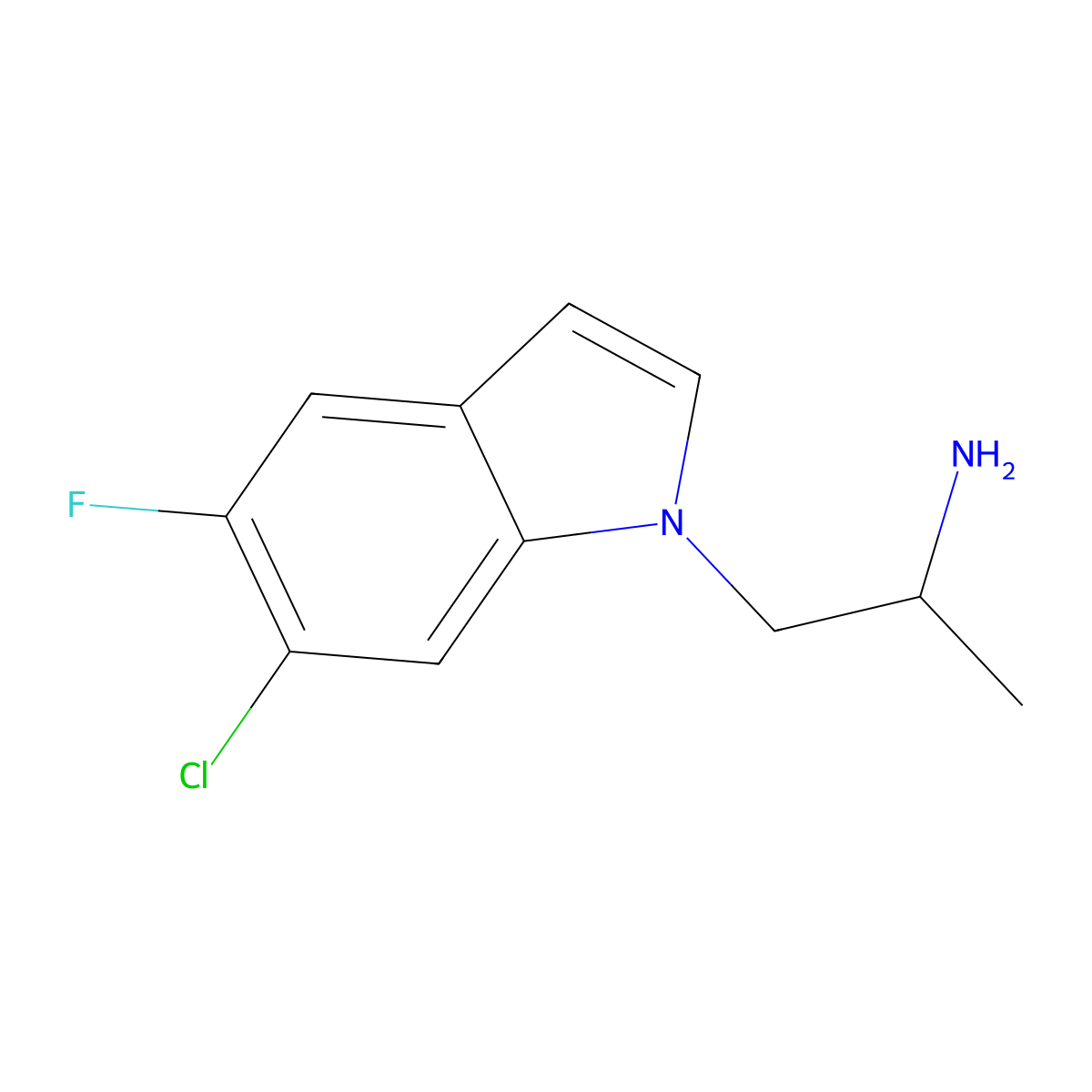 (S)-1-(6-chloro-5-fluoro-1H-indol-1-yl)propan-2-amine molecular structure, CAS 169675-08-5