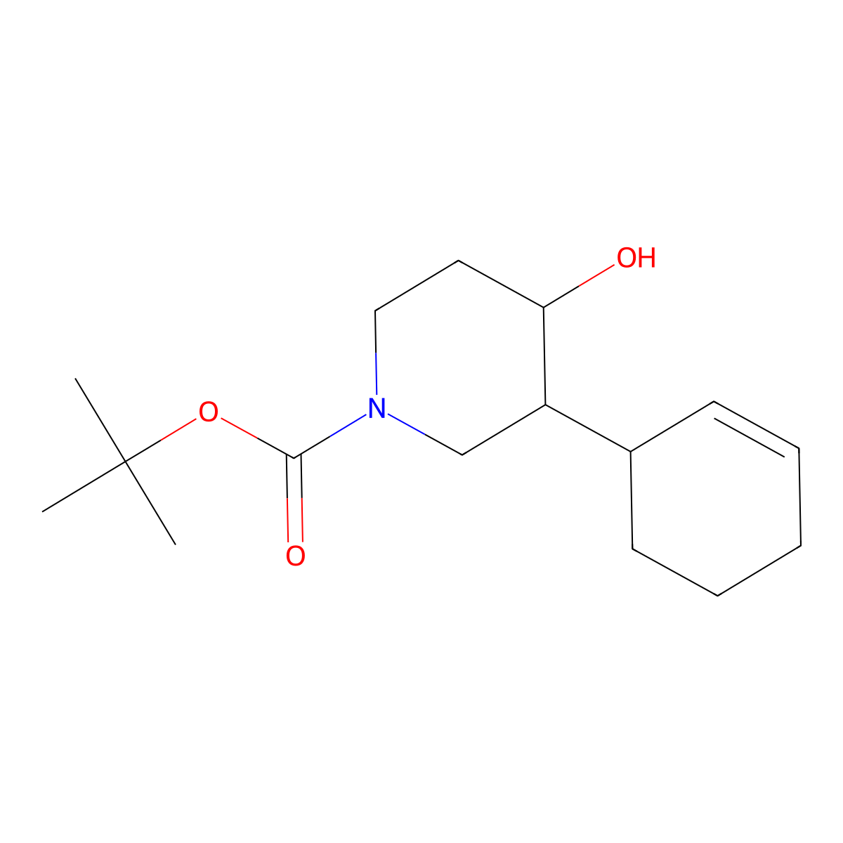 Tert-butyl 3-(cyclohex-2-en-1-yl)-4-hydroxypiperidine-1-carboxylate molecular structure, CAS 1696754-19-4