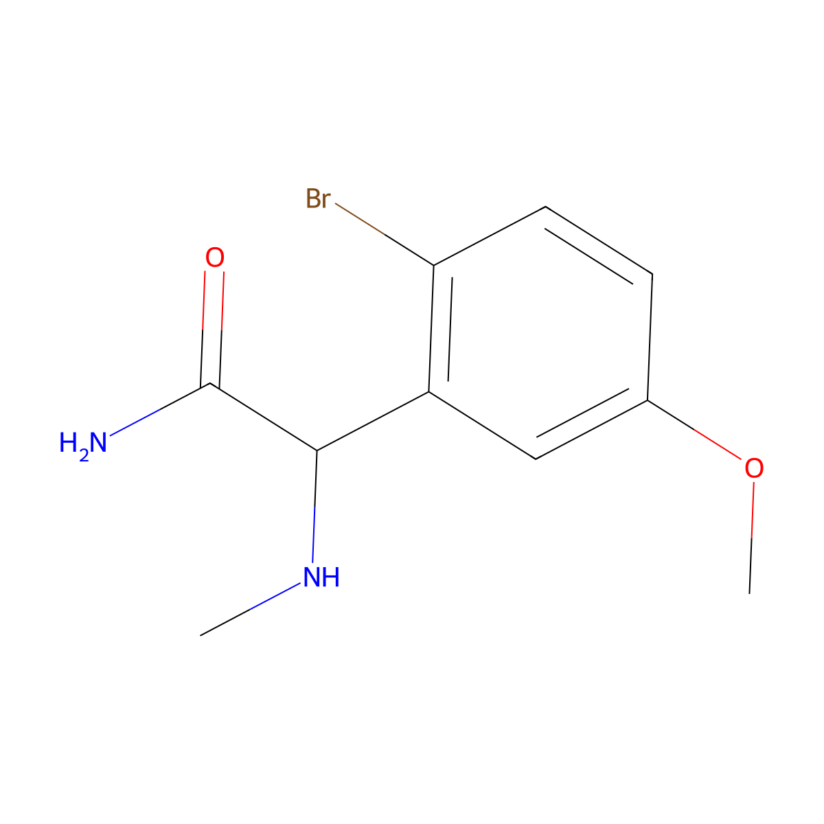 2-(2-Bromo-5-methoxyphenyl)-2-(methylamino)acetamide molecular structure, CAS 1696769-20-6