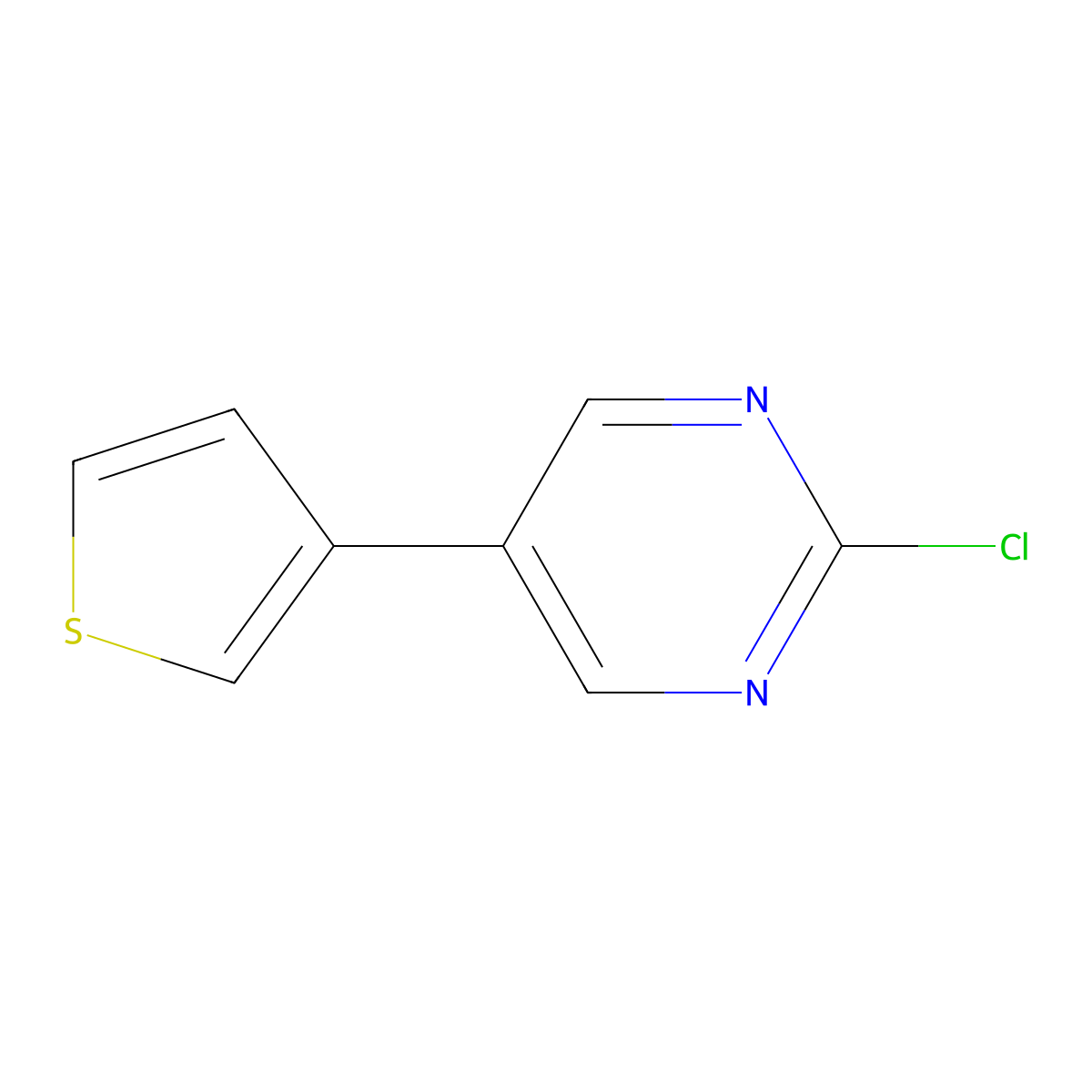 2-Chloro-5-(3-thienyl)pyrimidine molecular structure, CAS 169677-62-7