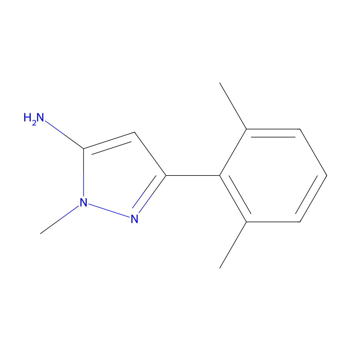 3-(2,6-dimethylphenyl)-1-methyl-1H-pyrazol-5-amine molecular structure, CAS 1696774-61-4