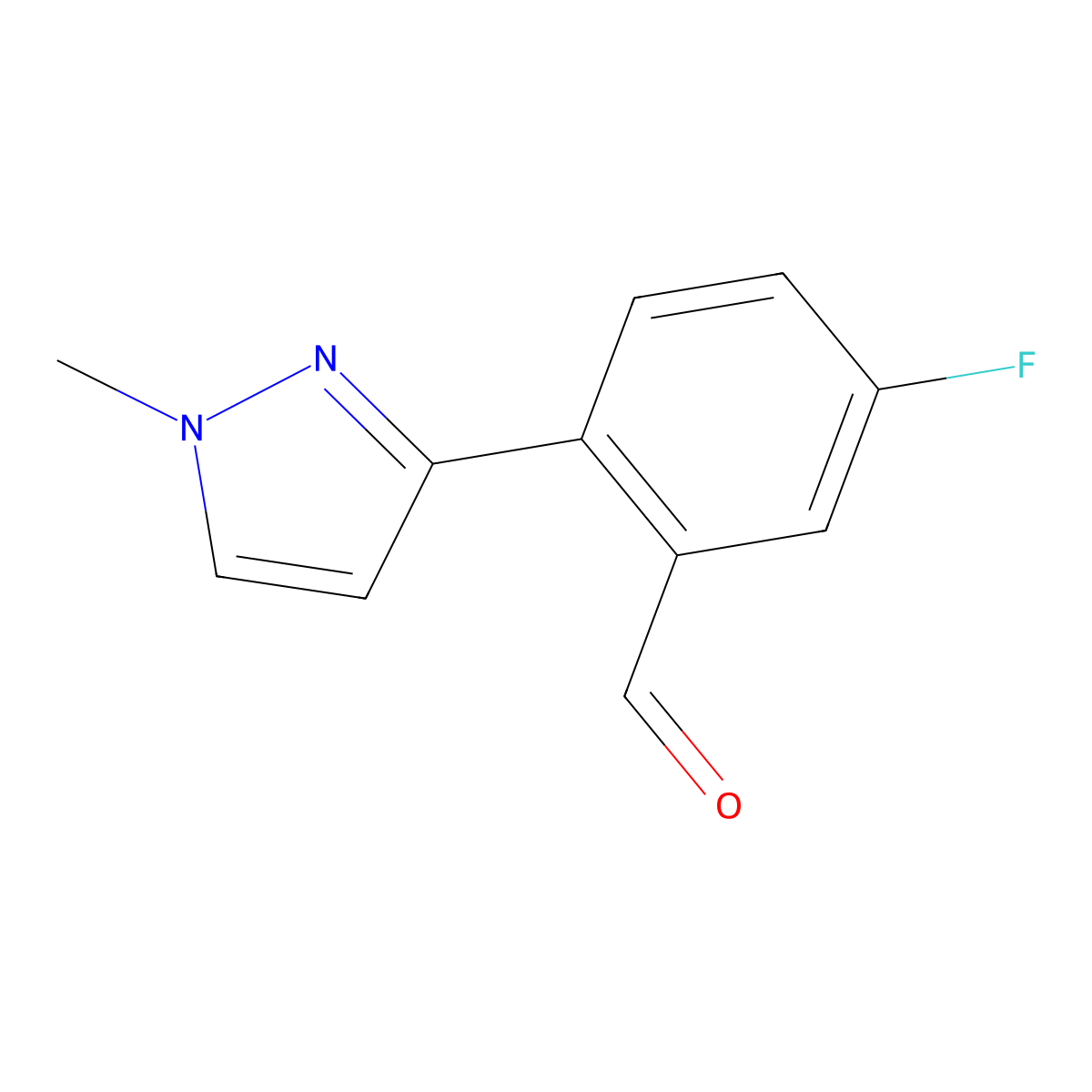 5-Fluoro-2-(1-methyl-1H-pyrazol-3-yl)benzaldehyde molecular structure, CAS 1696781-45-9
