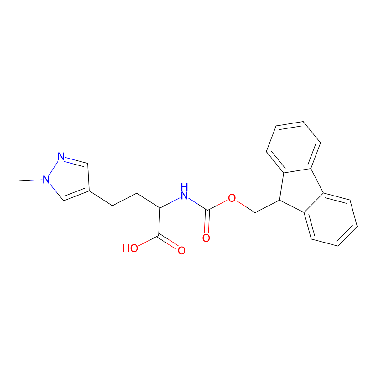 2-({[(9H-fluoren-9-yl)methoxy]carbonyl}amino)-4-(1-methyl-1H-pyrazol-4-yl)butanoic acid molecular structure, CAS 1696786-04-5