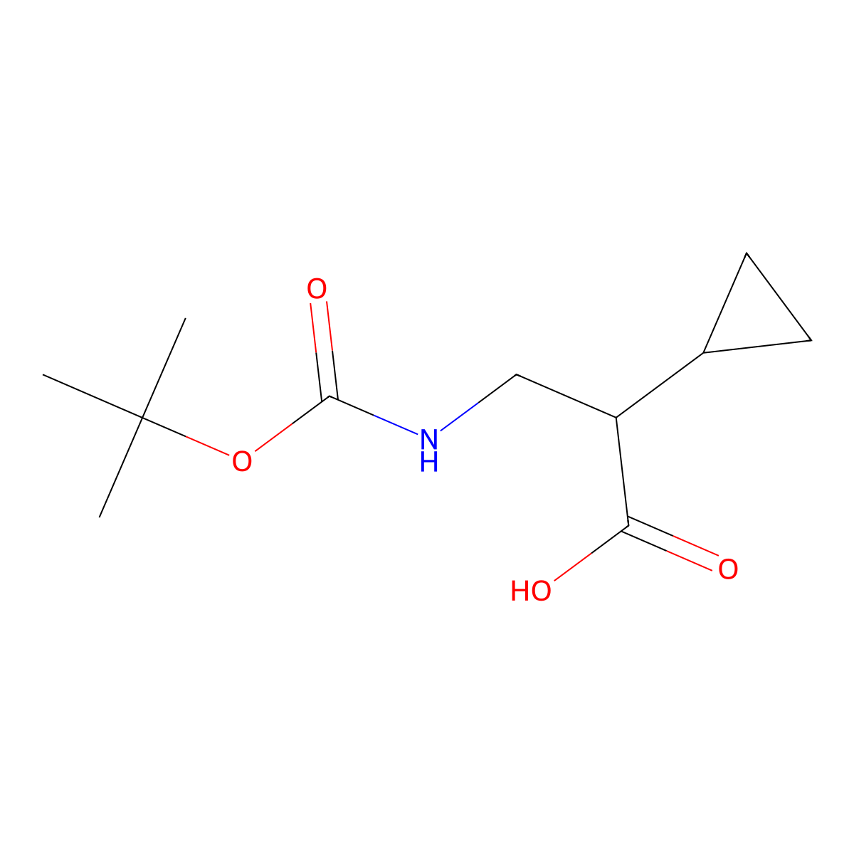 3-((tert-Butoxycarbonyl)amino)-2-cyclopropylpropanoic acid molecular structure, CAS 1696788-48-3
