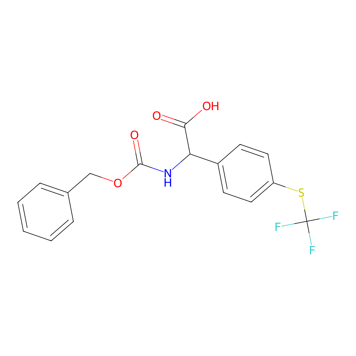 2-{[(Benzyloxy)carbonyl]amino}-2-{4-[(trifluoromethyl)sulfanyl]phenyl}acetic acid molecular structure, CAS 1696832-37-7