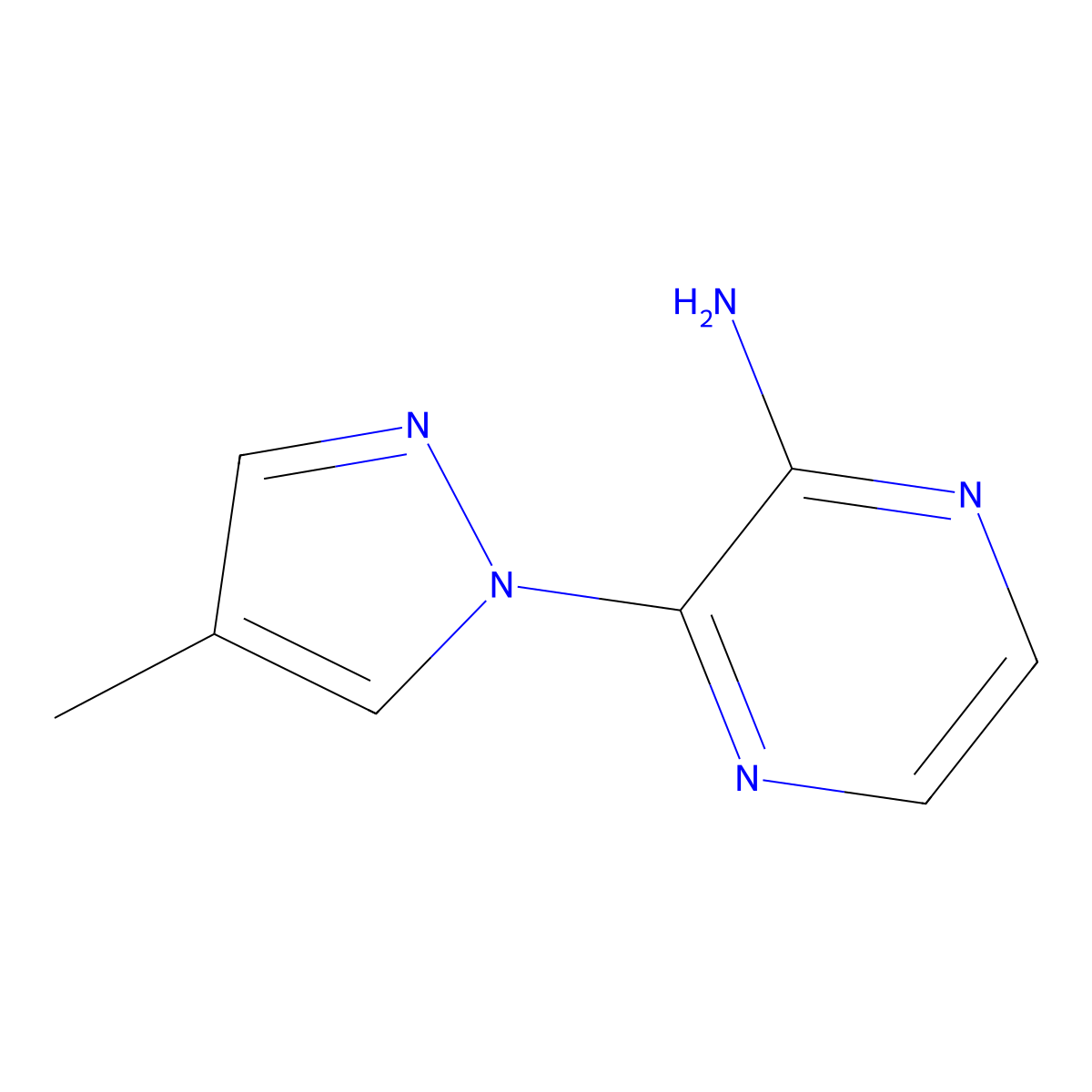 2-Amino-3-(4-methyl-1H-pyrazol-1-yl)pyrazine molecular structure, CAS 1696851-93-0
