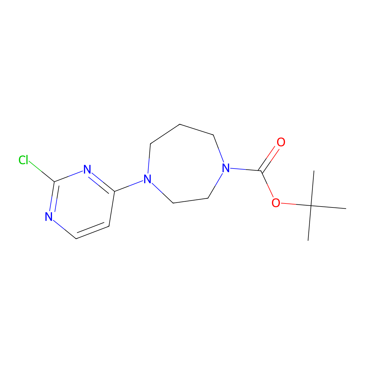 Tert-butyl 4-(2-chloropyrimidin-4-yl)-1,4-diazepane-1-carboxylate molecular structure, CAS 1696857-87-0