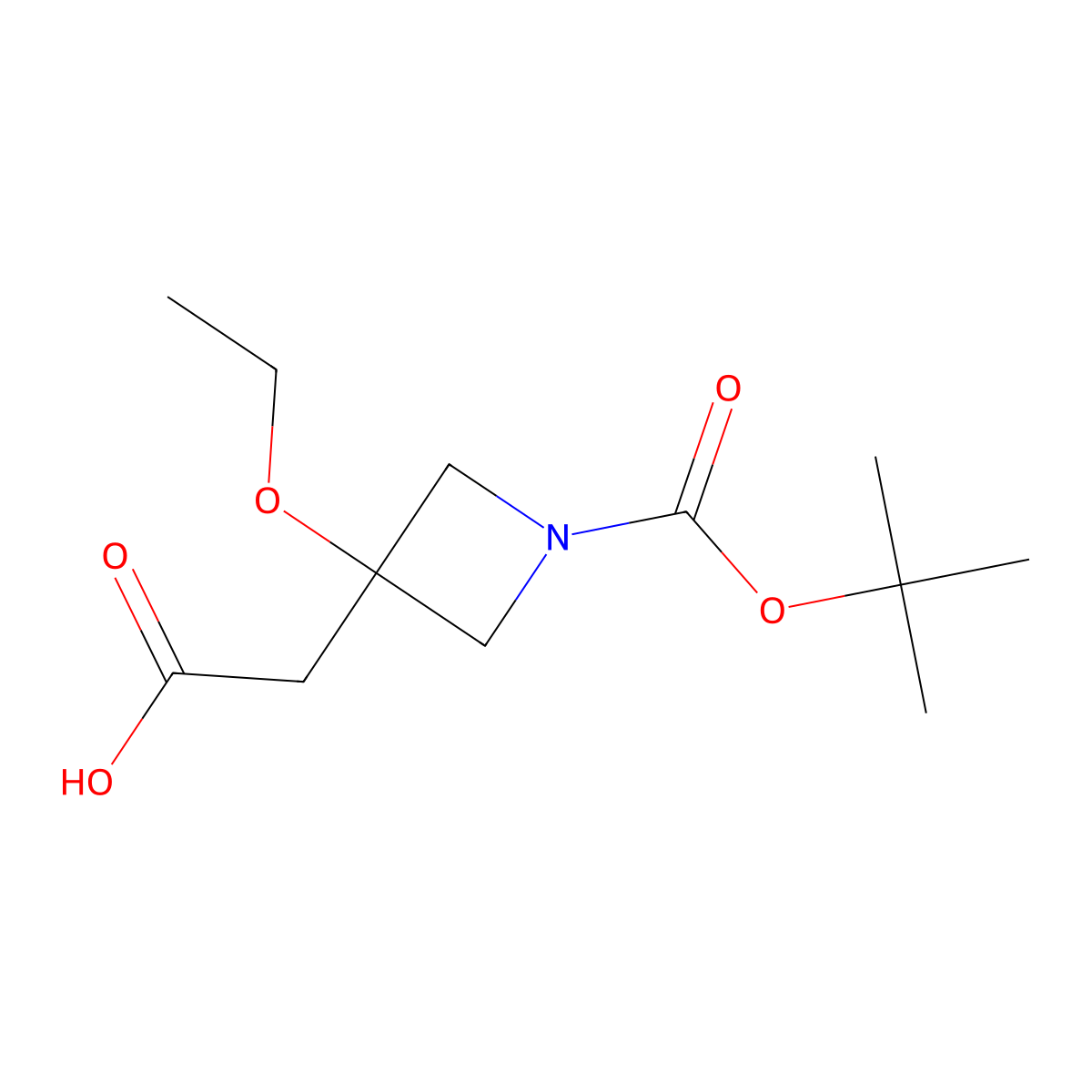 2-{1-[(Tert-butoxy)carbonyl]-3-ethoxyazetidin-3-yl}acetic acid molecular structure, CAS 1696862-87-9