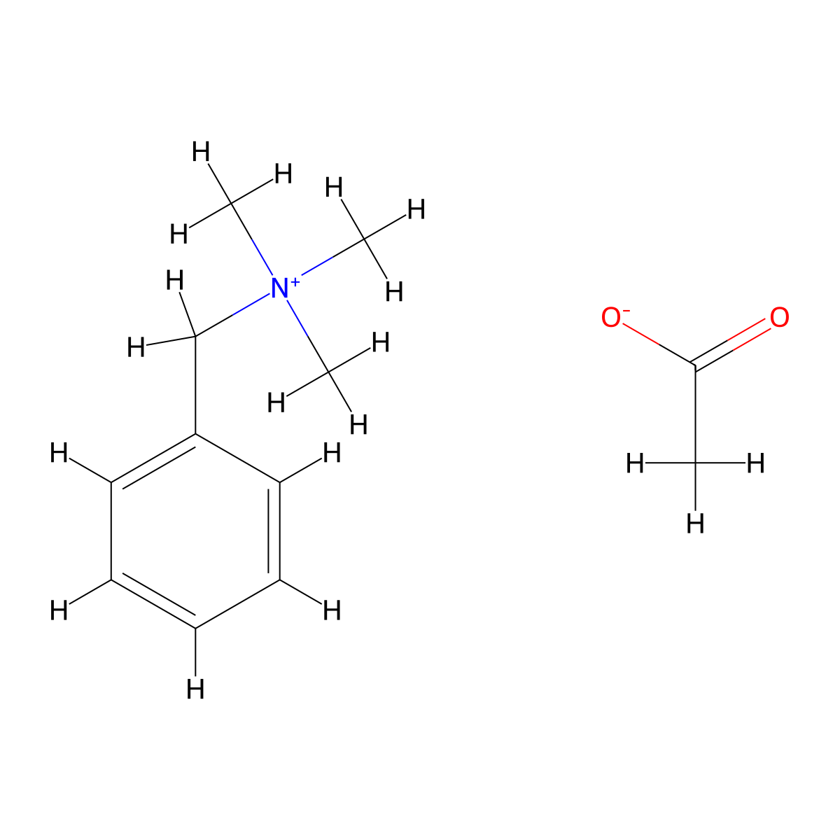 Benzyltrimethylammonium acetate molecular structure, CAS 16969-11-2