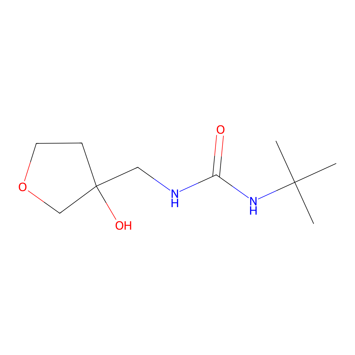 1-(Tert-butyl)-3-((3-hydroxytetrahydrofuran-3-yl)methyl)urea molecular structure, CAS 1696920-51-0