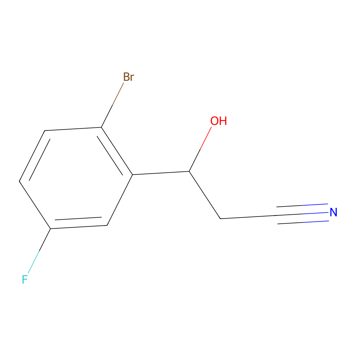 3-(2-Bromo-5-fluorophenyl)-3-hydroxypropanenitrile molecular structure, CAS 1696921-84-2