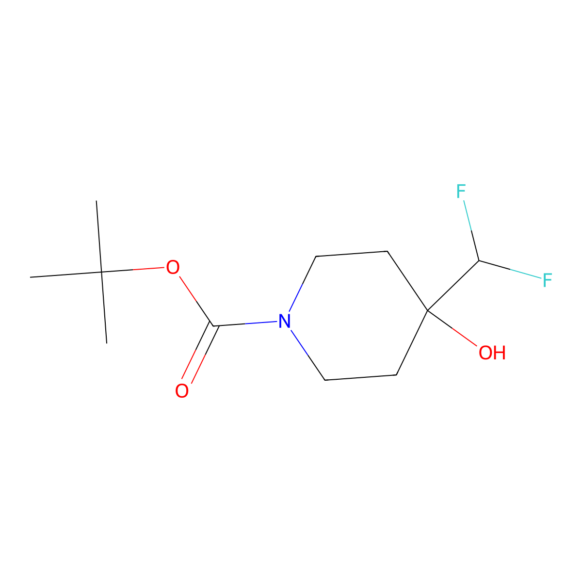 Tert-butyl 4-(difluoromethyl)-4-hydroxypiperidine-1-carboxylate molecular structure, CAS 1696932-03-2