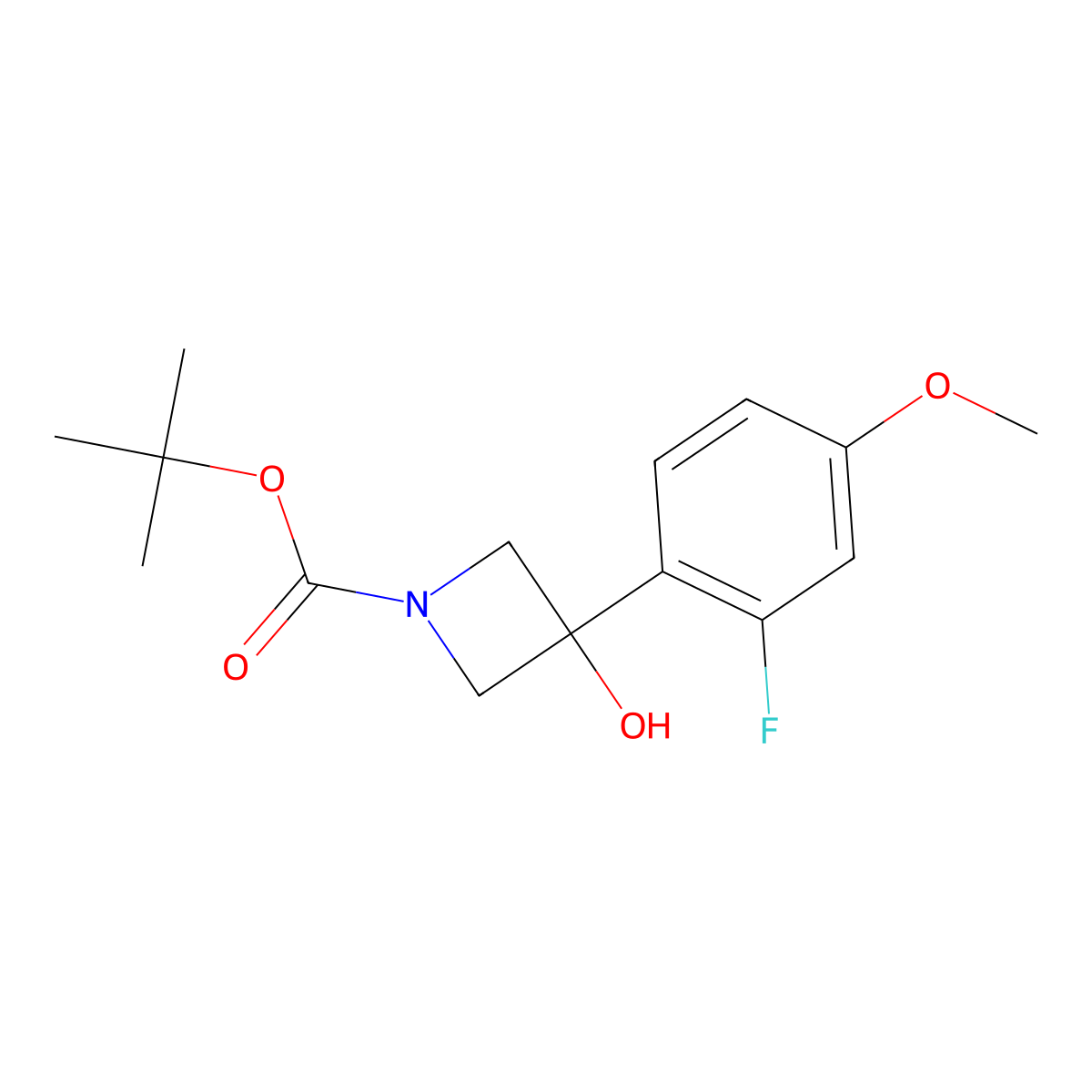tert-Butyl 3-(2-fluoro-4-methoxyphenyl)-3-hydroxyazetidine-1-carboxylate molecular structure, CAS 1696952-61-0