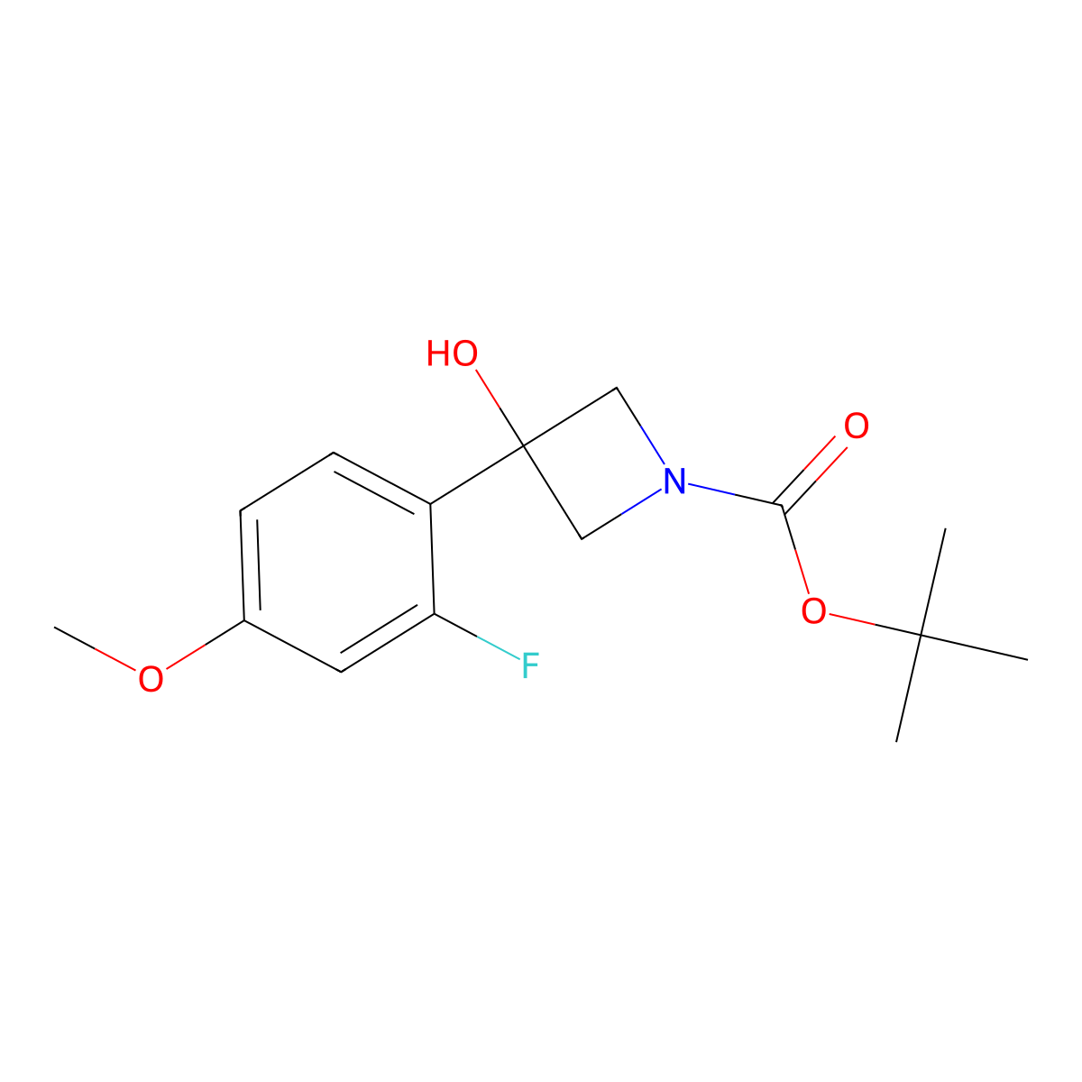 tert-Butyl 3-(2-fluoro-4-methoxyphenyl)-3-hydroxyazetidine-1-carboxylate molecular structure, CAS 1696952-61-0