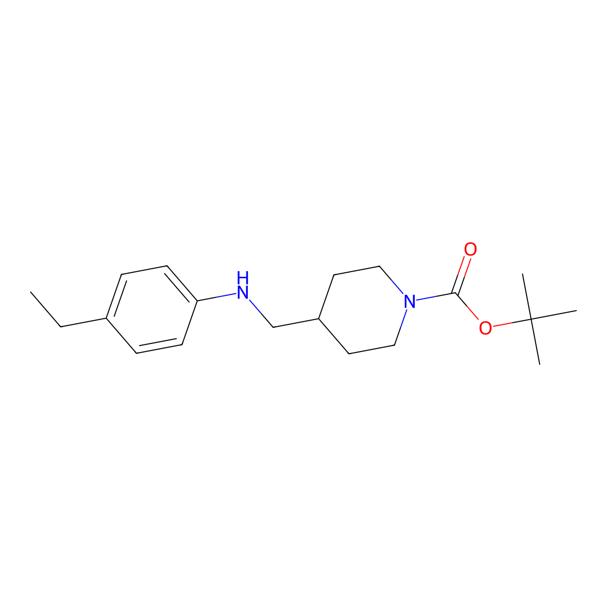 tert-Butyl 4-[(4-ethylanilino)methyl]piperidine-1-carboxylate molecular structure, CAS 1696952-62-1