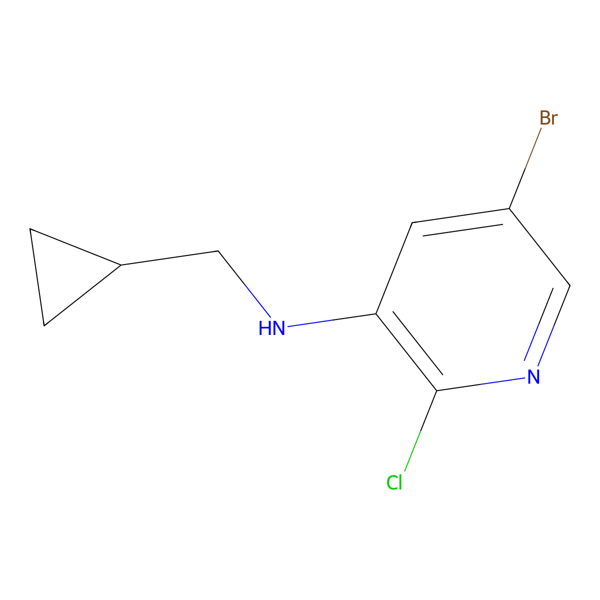 5-Bromo-2-chloro-N-(cyclopropylmethyl)pyridin-3-amine molecular structure, CAS 1696970-50-9
