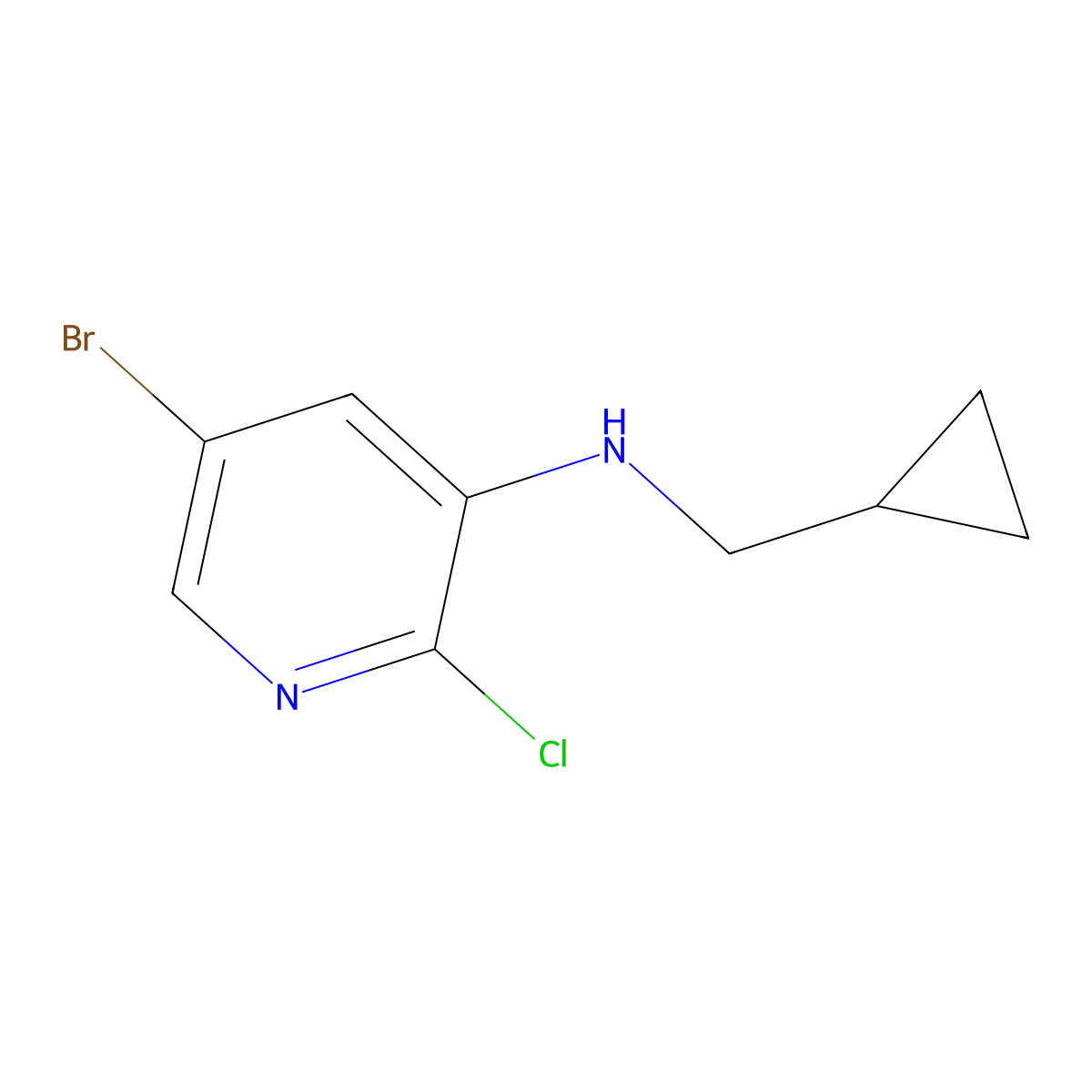 5-Bromo-2-chloro-N-(cyclopropylmethyl)pyridin-3-amine molecular structure, CAS 1696970-50-9
