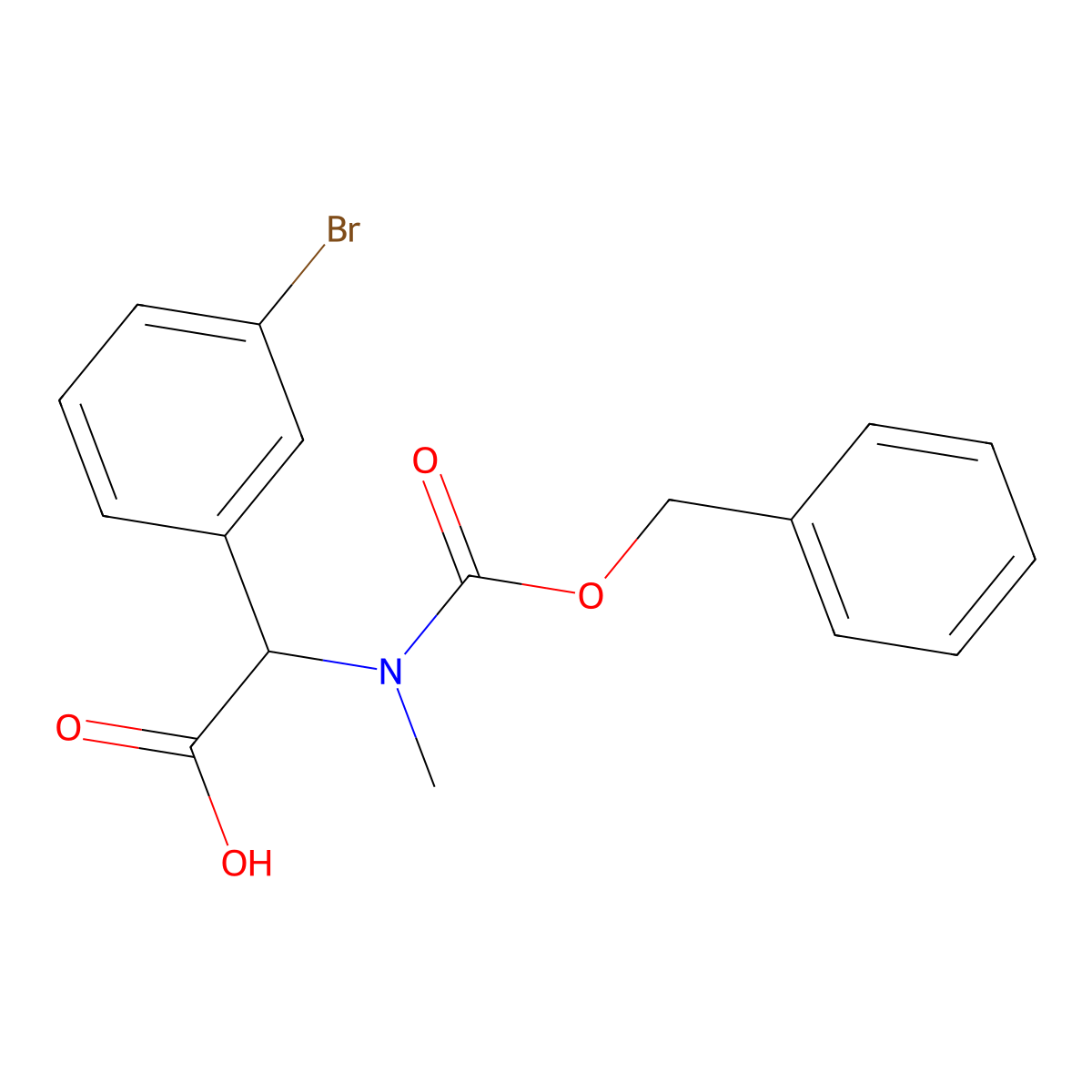 2-{[(Benzyloxy)carbonyl](methyl)amino}-2-(3-bromophenyl)acetic acid molecular structure, CAS 1696975-54-8