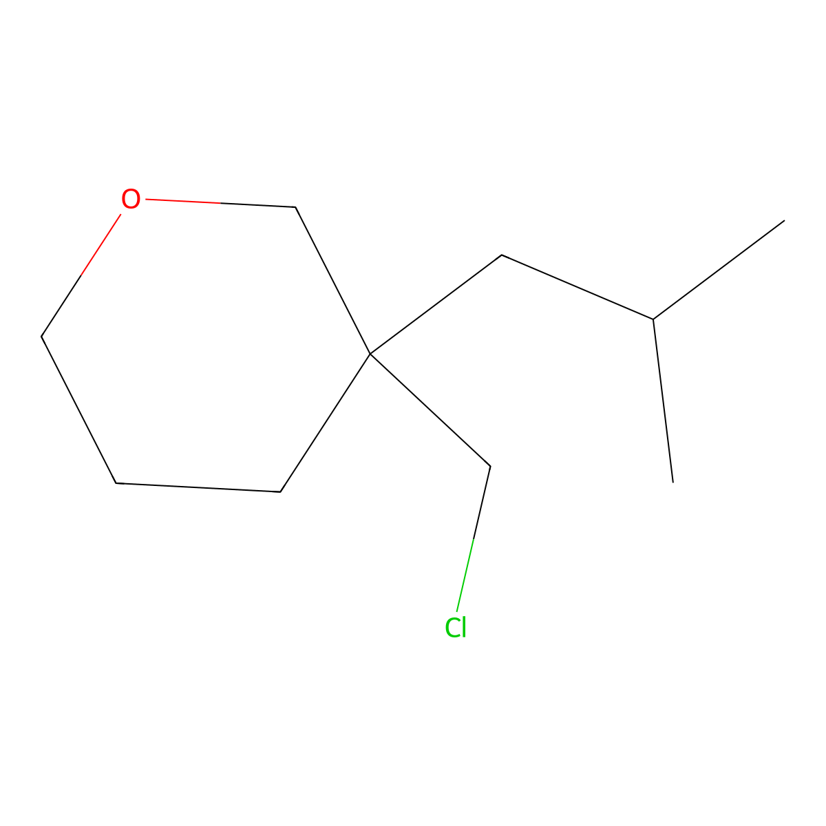 3-(Chloromethyl)-3-(2-methylpropyl)oxane molecular structure, CAS 1696978-64-9