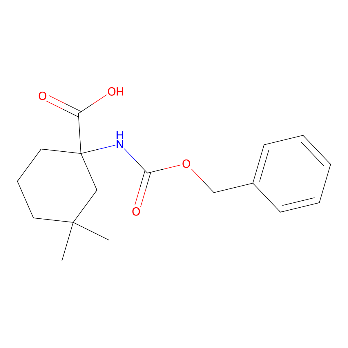 1-{[(Benzyloxy)carbonyl]amino}-3,3-dimethylcyclohexane-1-carboxylic acid molecular structure, CAS 1696989-99-7