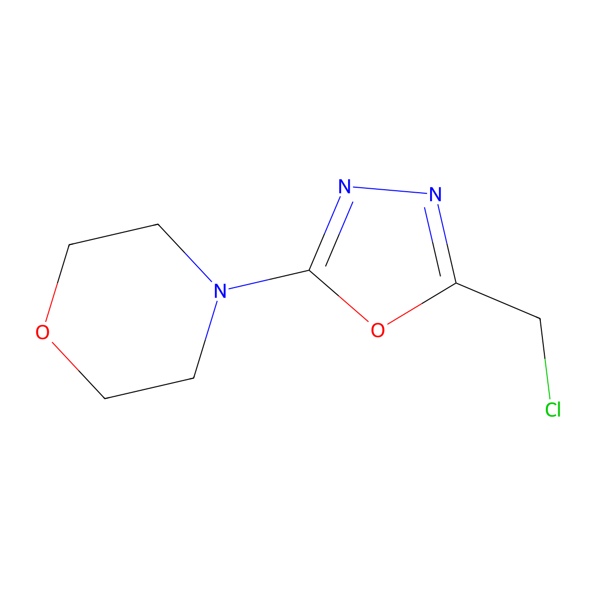 4-[5-(Chloromethyl)-1,3,4-oxadiazol-2-yl]morpholine molecular structure, CAS 1696991-45-3