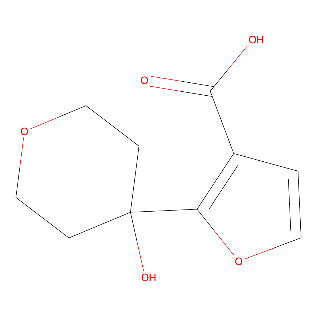 2-(4-Hydroxyoxan-4-yl)furan-3-carboxylic acid molecular structure, CAS 1696992-68-3