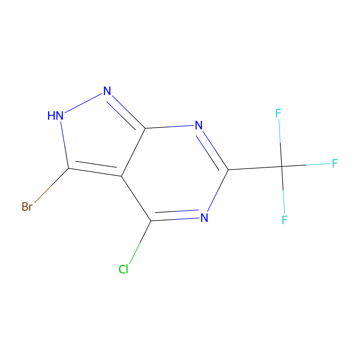 3-bromo-4-chloro-6-(trifluoromethyl)-1H-pyrazolo[3,4-d]pyrimidine molecular structure, CAS 1696992-79-6