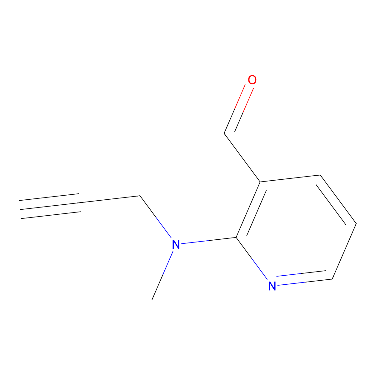 2-[Methyl(prop-2-yn-1-yl)amino]pyridine-3-carbaldehyde molecular structure, CAS 1697007-91-2