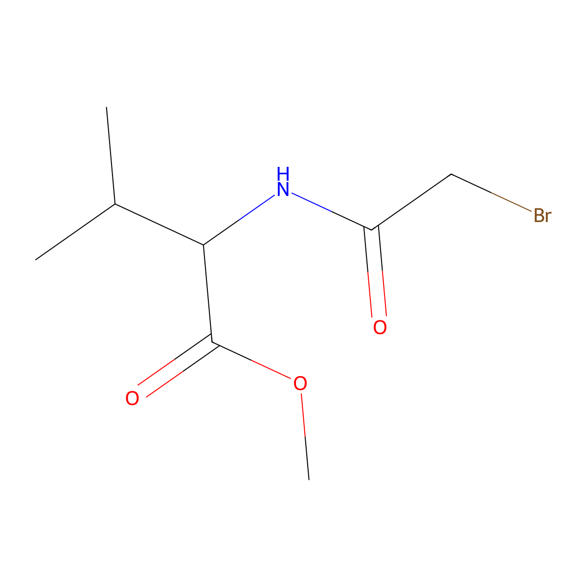 methyl (2S)-2-(2-bromoacetamido)-3-methylbutanoate molecular structure, CAS 169701-39-7