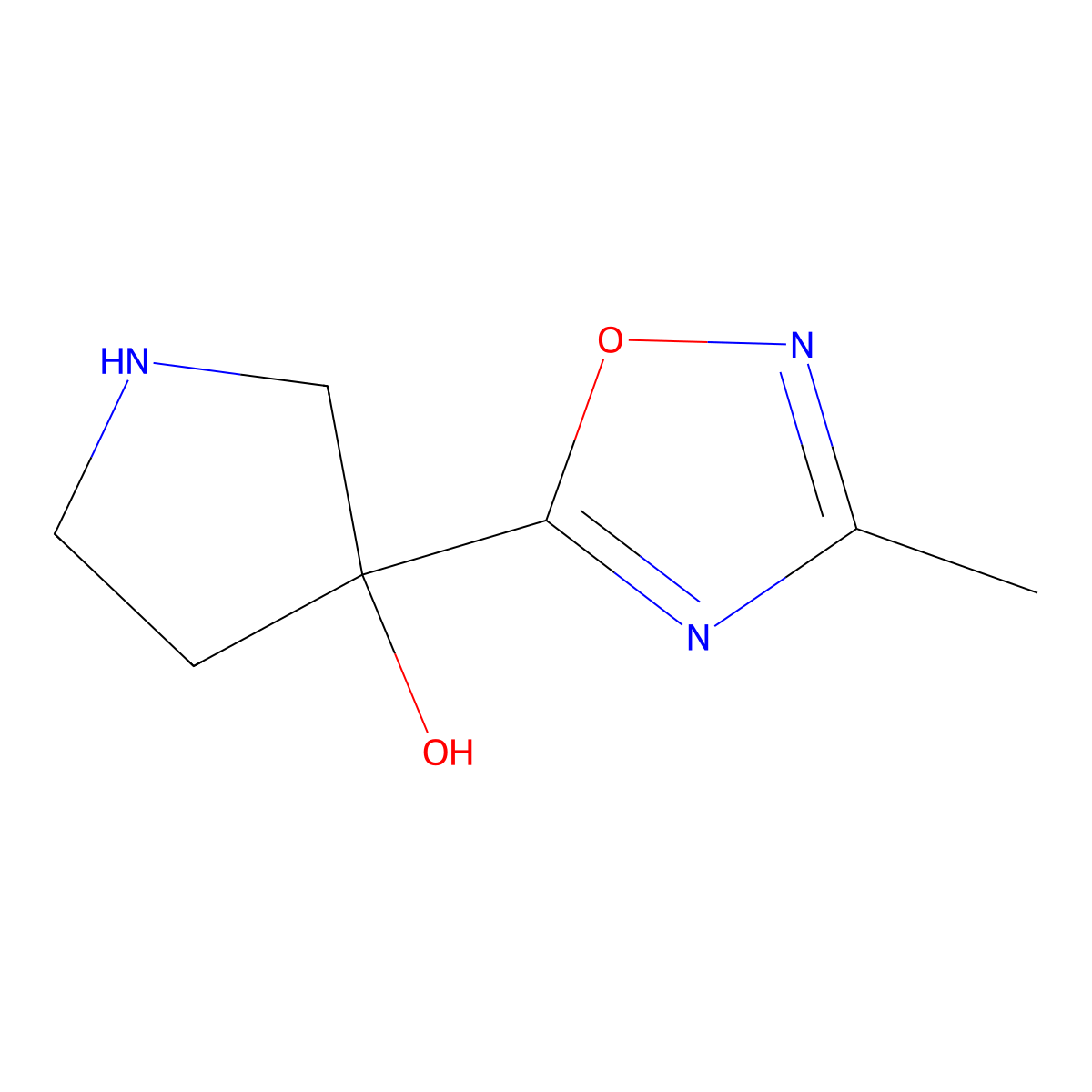 3-(3-Methyl-1,2,4-oxadiazol-5-yl)-3-pyrrolidinol molecular structure, CAS 1697013-05-0