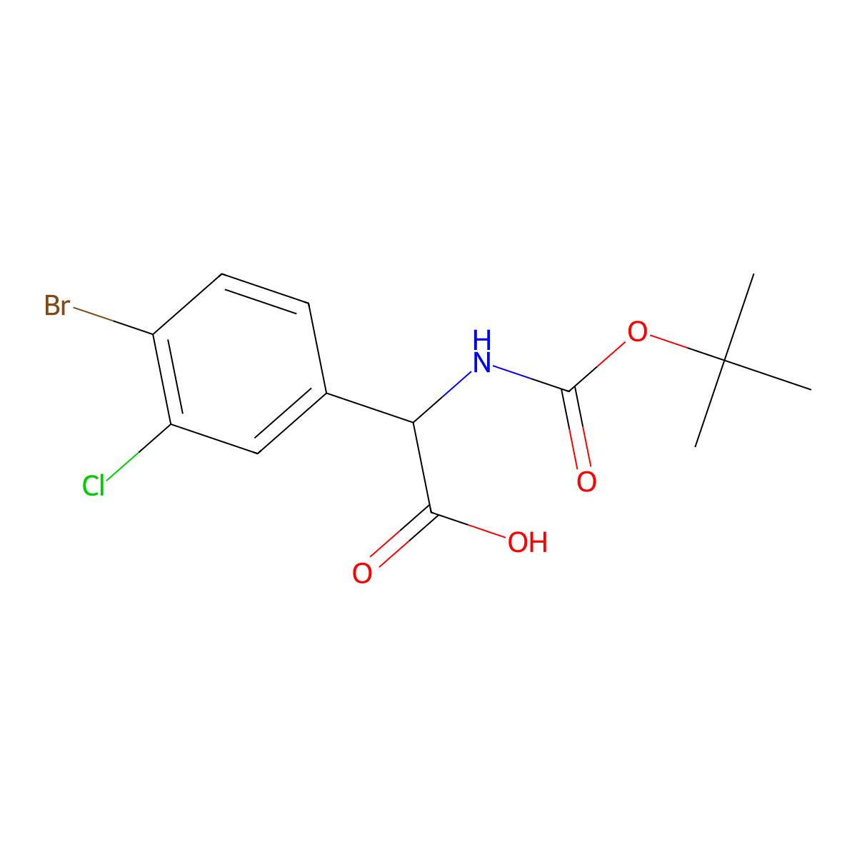 2-(4-Bromo-3-chlorophenyl)-2-{[(tert-butoxy)carbonyl]amino}acetic acid molecular structure, CAS 1697032-78-2