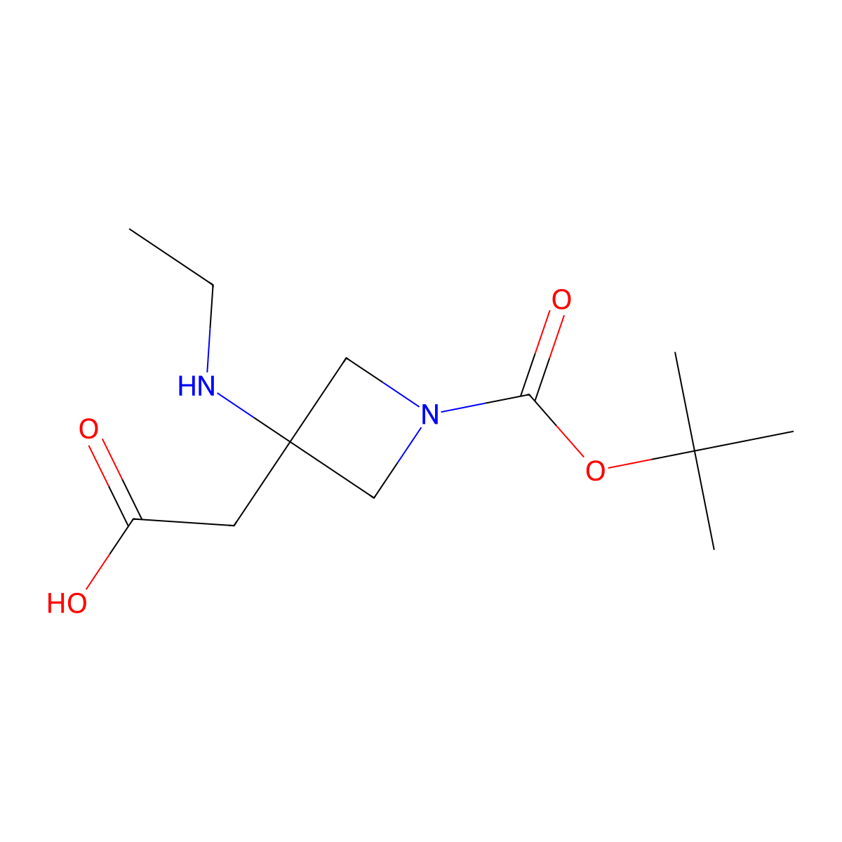 2-{1-[(Tert-butoxy)carbonyl]-3-(ethylamino)azetidin-3-yl}acetic acid molecular structure, CAS 1697047-80-5