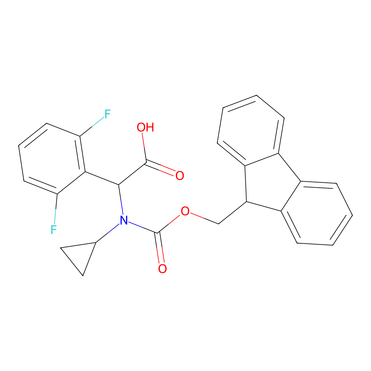 2-[cyclopropyl({[(9H-fluoren-9-yl)methoxy]carbonyl})amino]-2-(2,6-difluorophenyl)acetic acid molecular structure, CAS 1697048-27-3