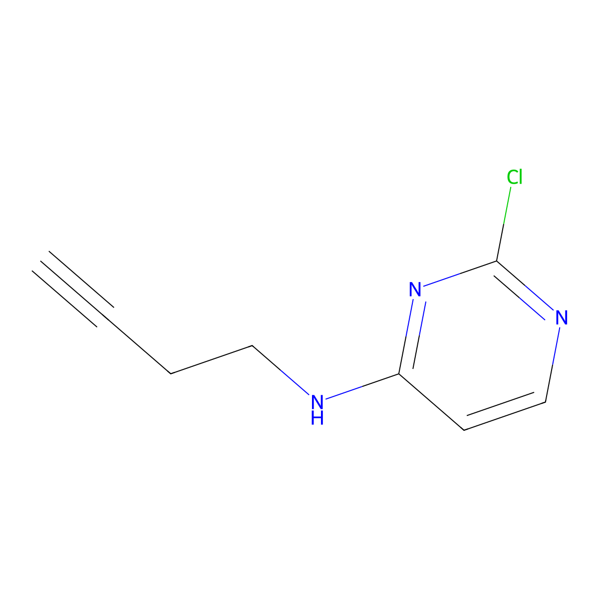 N-(but-3-yn-1-yl)-2-chloropyrimidin-4-amine molecular structure, CAS 1697052-62-2