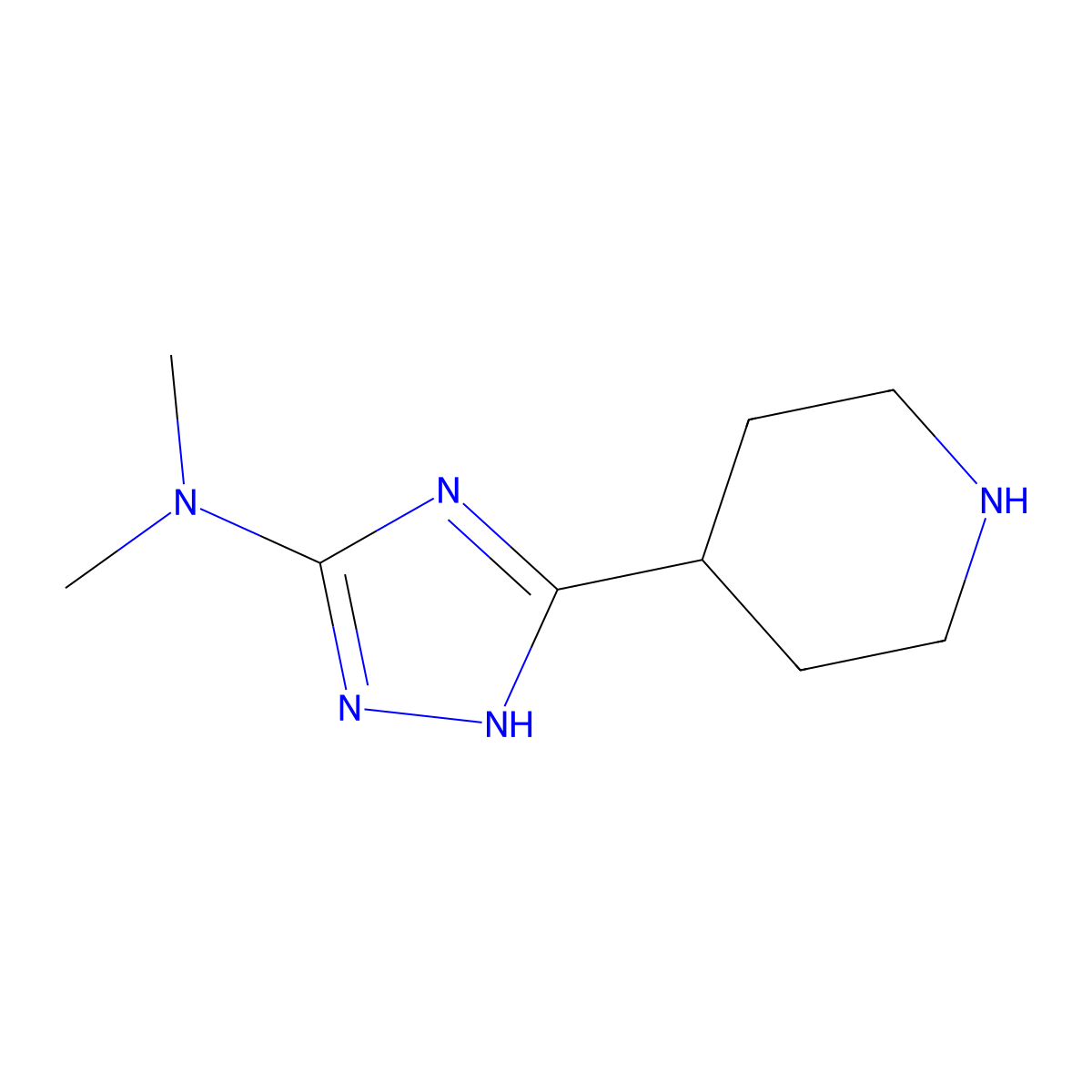 N,N-Dimethyl-5-(piperidin-4-yl)-4H-1,2,4-triazol-3-amine molecular structure, CAS 1697072-99-3