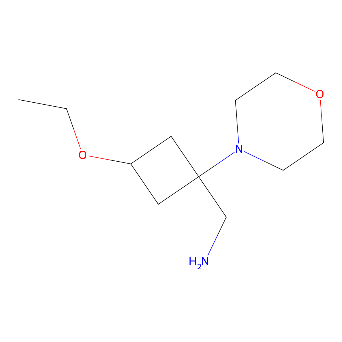 [3-Ethoxy-1-(morpholin-4-yl)cyclobutyl]methanamine molecular structure, CAS 1697076-50-8