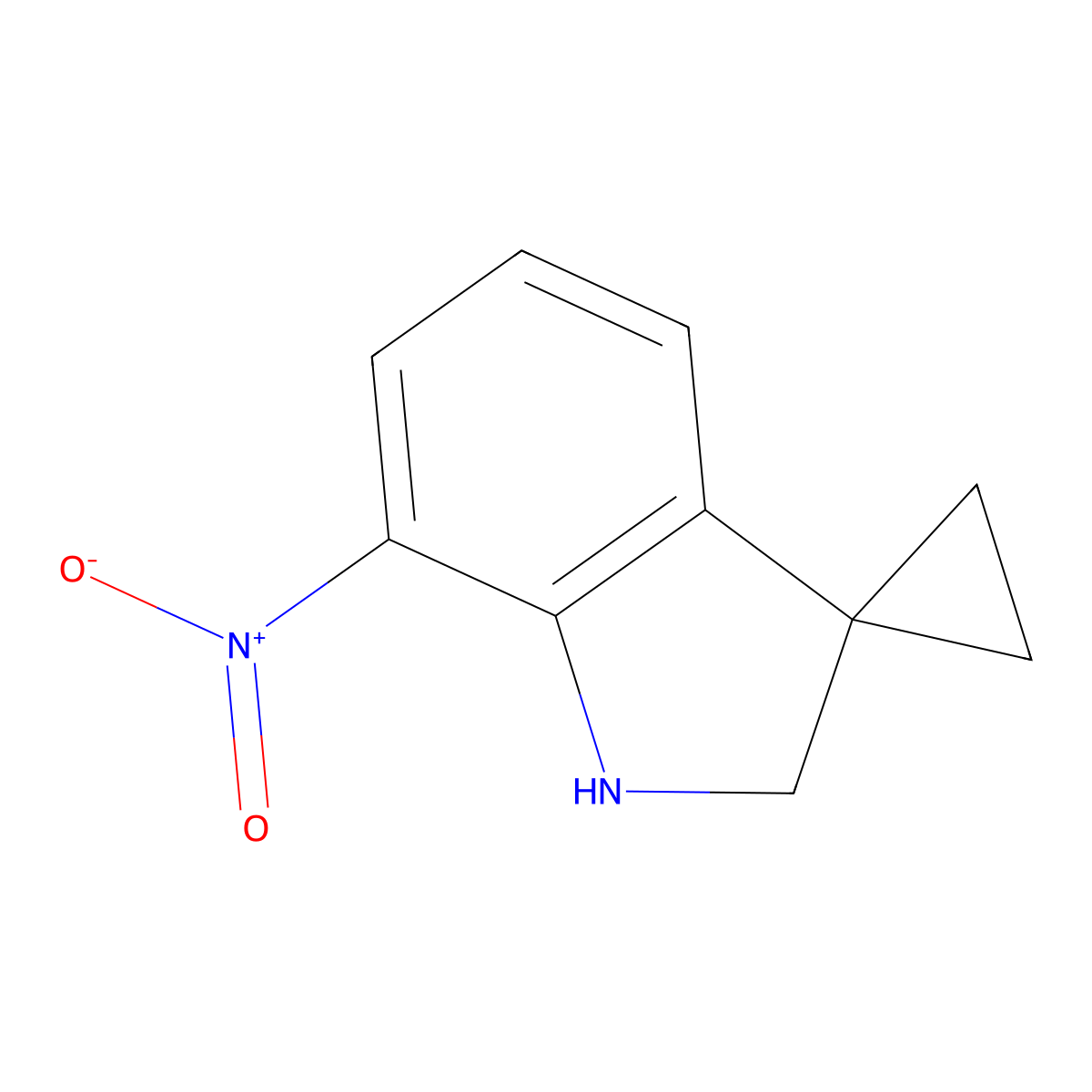 7'-Nitro-1',2'-dihydrospiro[cyclopropane-1,3'-indole] molecular structure, CAS 1697091-16-9