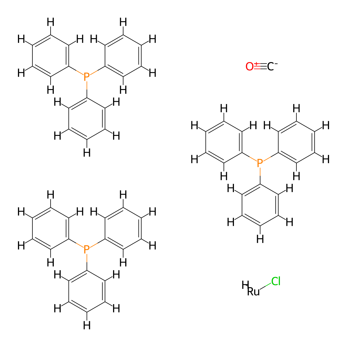 Carbonylchlorohydridotris(triphenylphosphine)ruthenium(II) molecular structure, CAS 16971-33-8