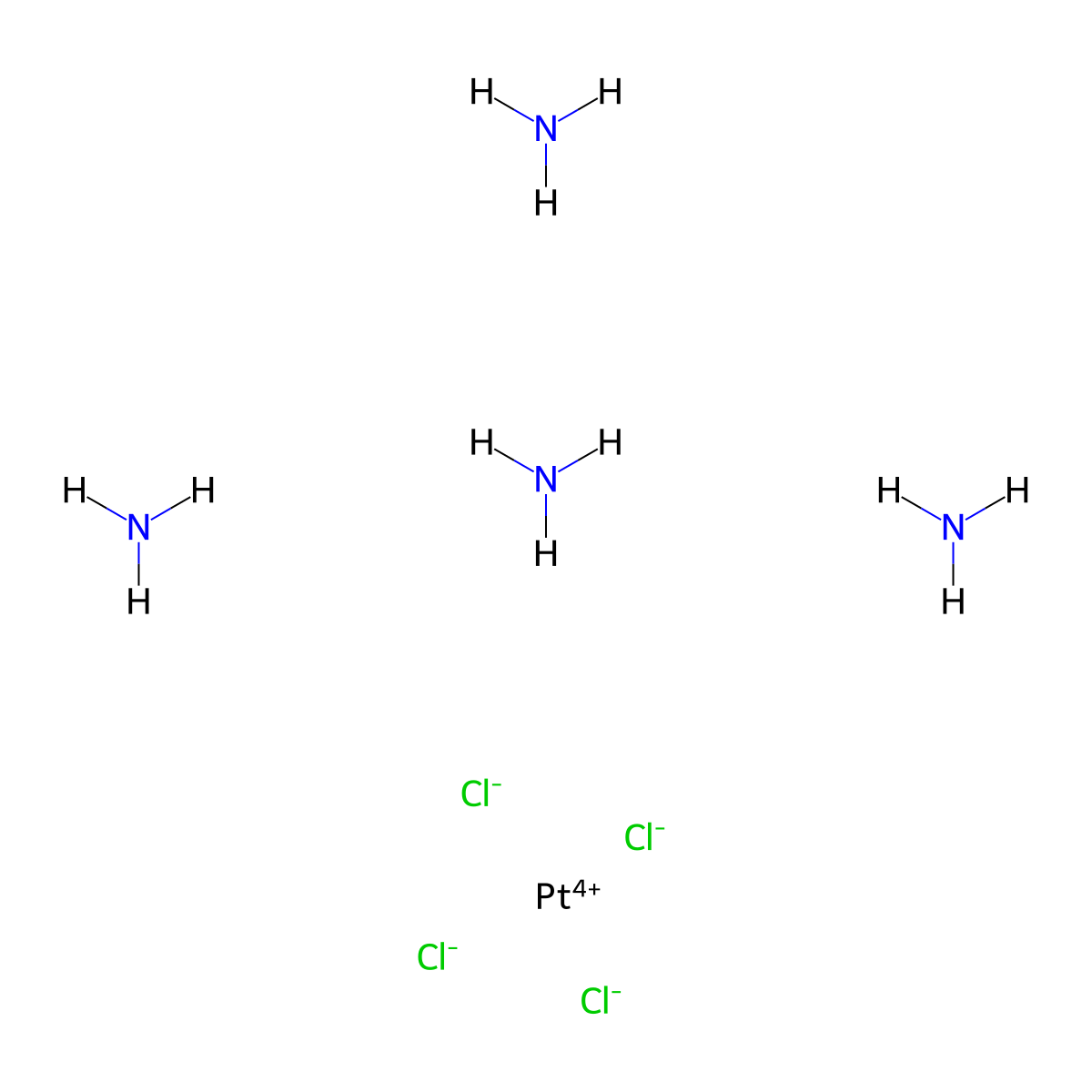 Platinum(2+), tetraamminedichloro-, chloride (1:2) molecular structure, CAS 16971-49-6