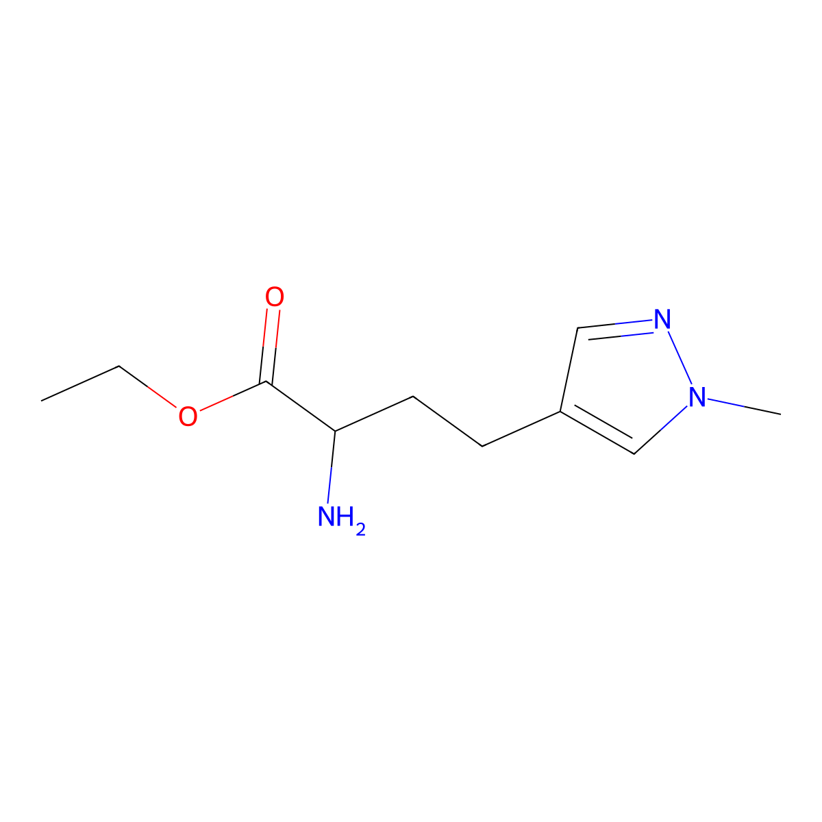 ethyl 2-amino-4-(1-methyl-1H-pyrazol-4-yl)butanoate molecular structure, CAS 1697108-33-0
