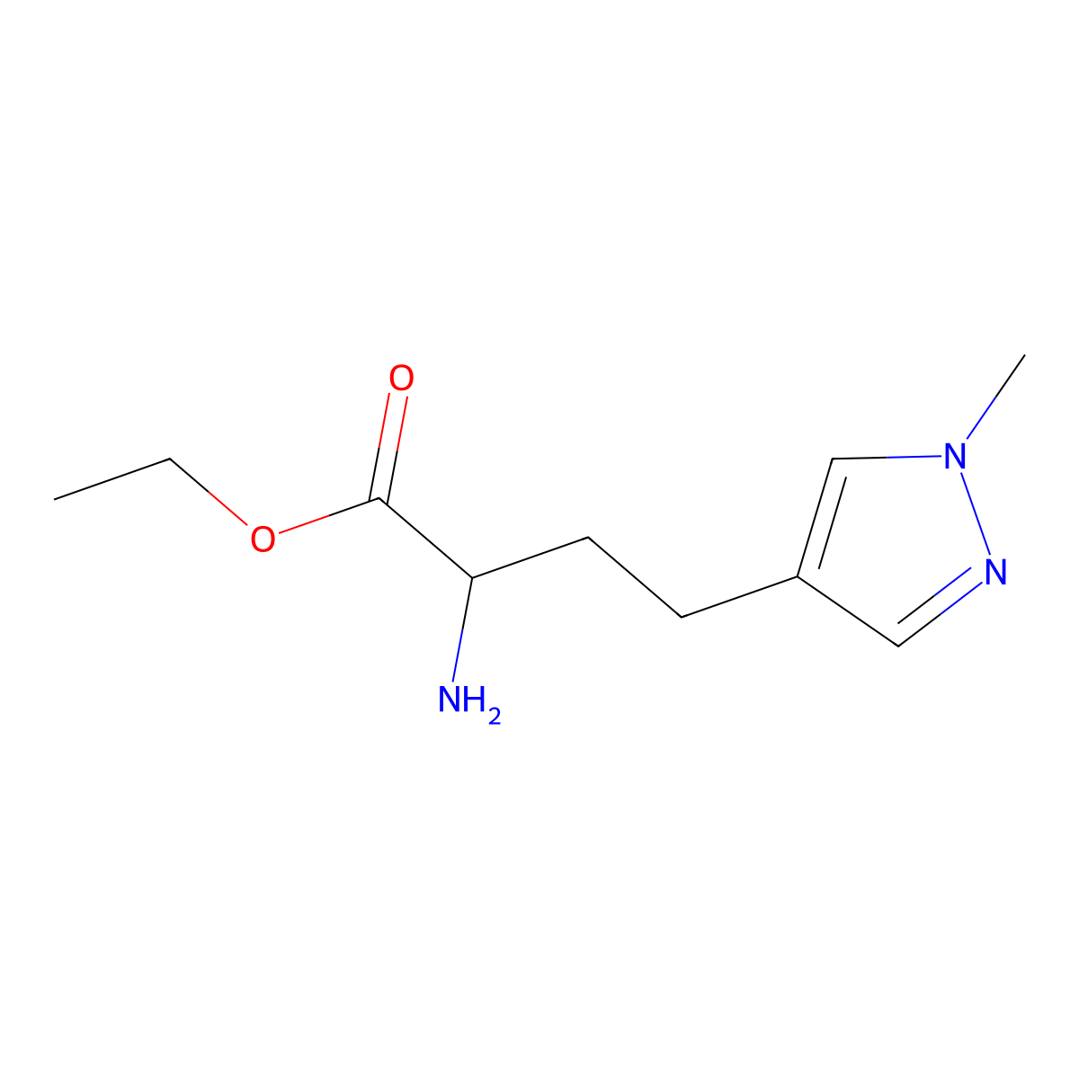 ethyl 2-amino-4-(1-methyl-1H-pyrazol-4-yl)butanoate molecular structure, CAS 1697108-33-0