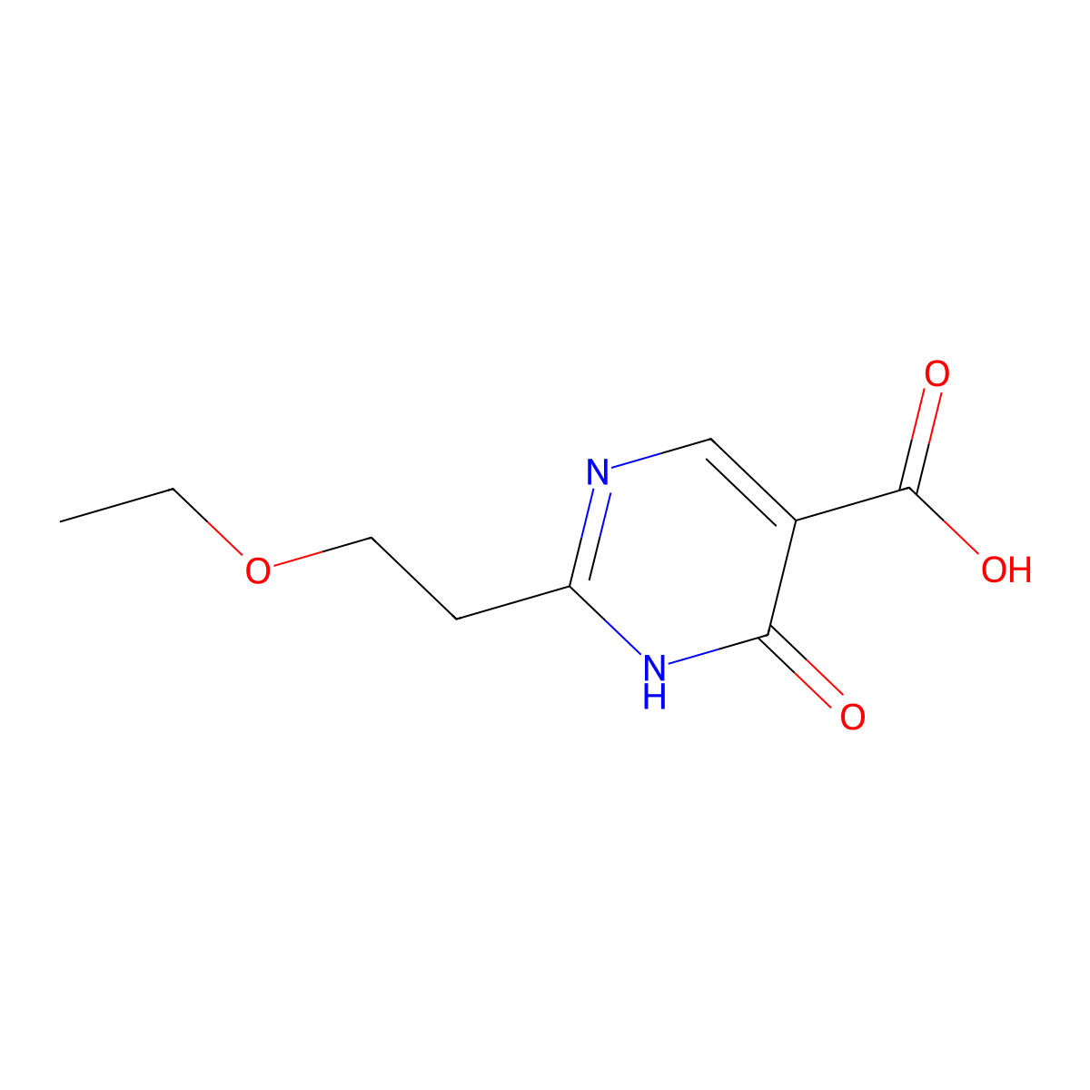 2-(2-Ethoxyethyl)-6-oxo-1,6-dihydropyrimidine-5-carboxylic acid molecular structure, CAS 1697132-28-7