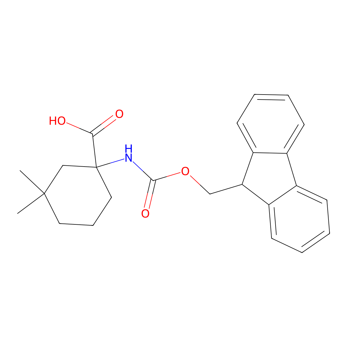 1-({[(9H-fluoren-9-yl)methoxy]carbonyl}amino)-3,3-dimethylcyclohexane-1-carboxylic acid molecular structure, CAS 1697151-31-7
