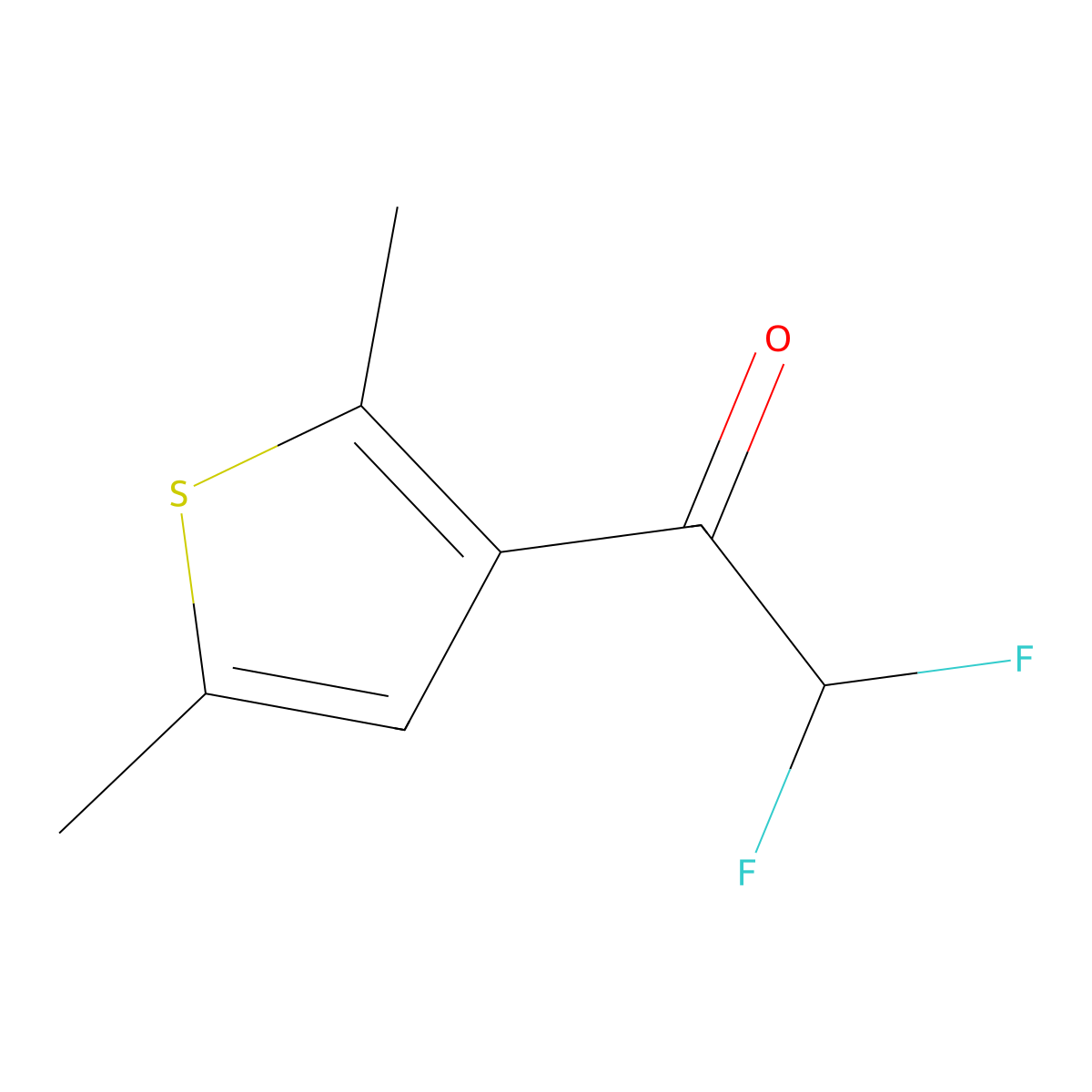 1-(2,5-Dimethylthiophen-3-yl)-2,2-difluoroethan-1-one molecular structure, CAS 1697183-44-0