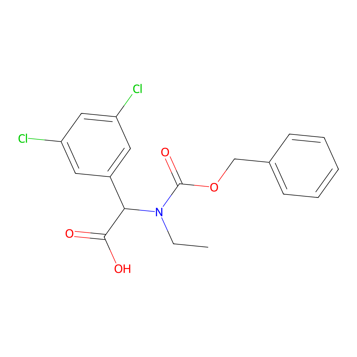 2-{[(Benzyloxy)carbonyl](ethyl)amino}-2-(3,5-dichlorophenyl)acetic acid molecular structure, CAS 1697196-23-8