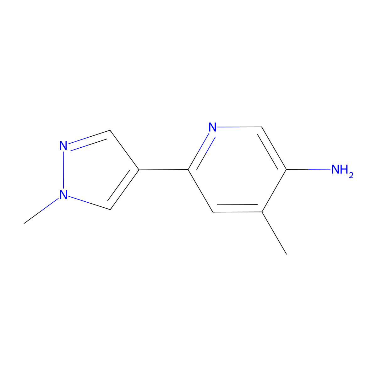 4-Methyl-6-(1-methyl-1H-pyrazol-4-yl)-3-pyridinamine molecular structure, CAS 1697196-32-9