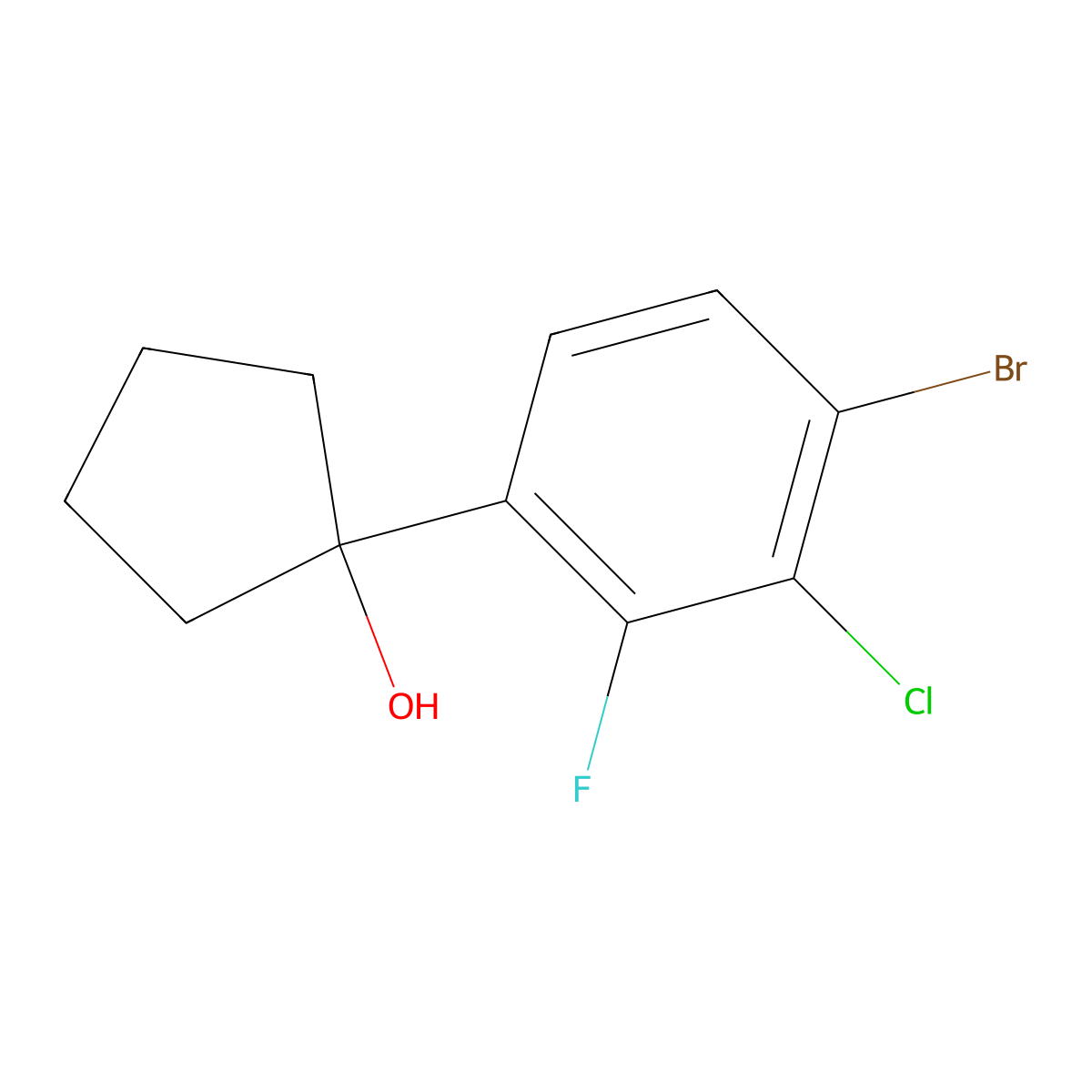 1-(4-Bromo-3-chloro-2-fluorophenyl)cyclopentanol molecular structure, CAS 1697212-84-2